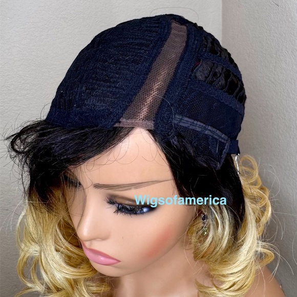 Bob wig ombré black curly lace front side part Heat ok - Picture 8 of 9